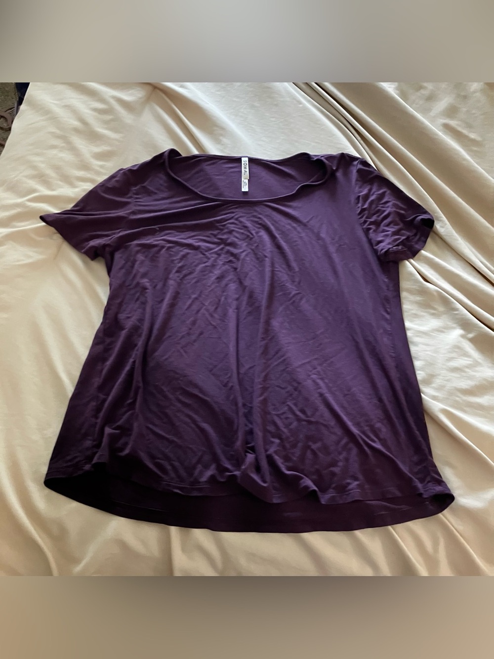 Soma Cool Nights Short Sleeve pajama  Top - Deep Purple, Size S